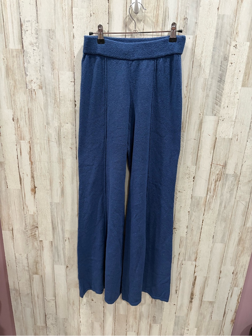 Natural Life Blue Knit Wide Leg Lounge Pants Pull On Cozy Boho XS Festival Hippy